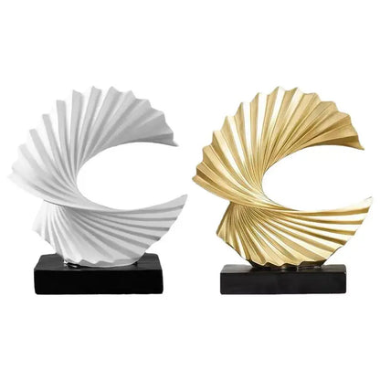 Resin Ocean Wave Figurine Sculpture Gold/White Modern Art