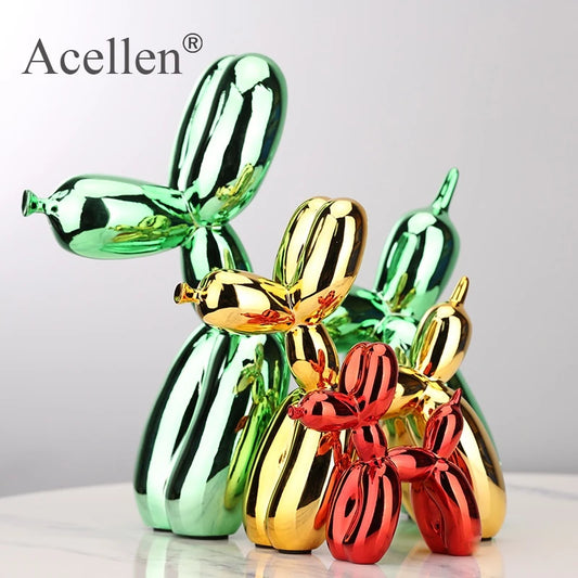 Plating balloon dog Statue Resin Sculpture Home Decor