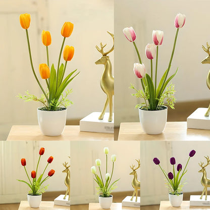 5 heads Tulip Artificial Flower Real Touch