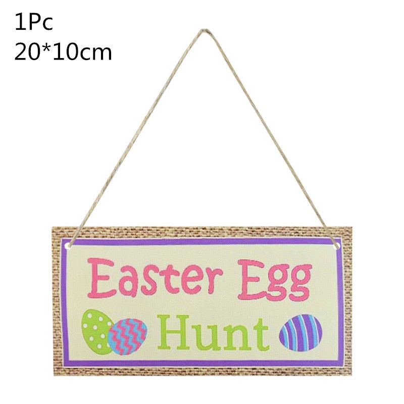 HAPPY EASTER Party Door Hanging Sign Wooden Easter Egg Rabbite Bunny For Home Decor Easter Wreath Supplies Wood Crafts Ornaments