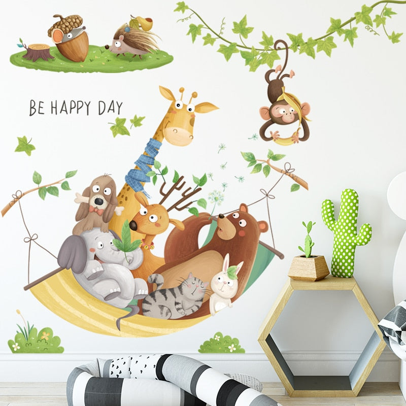 Cartoon Giraffe Wall Stickers for Kids rooms