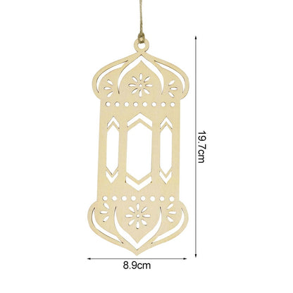 Wooden Crescent Moon Hanging Ornament, Islam Muslim Home Table Decoration.