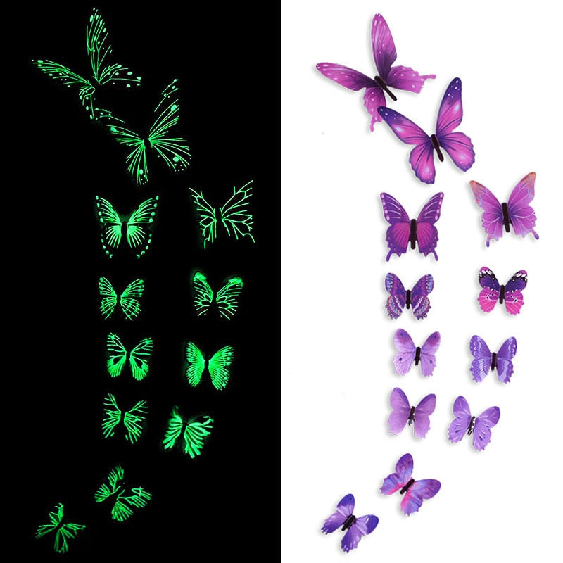 Luminous Butterfly Wall Sticker for Kids Bedroom, Living Room Wallpaper Decoration