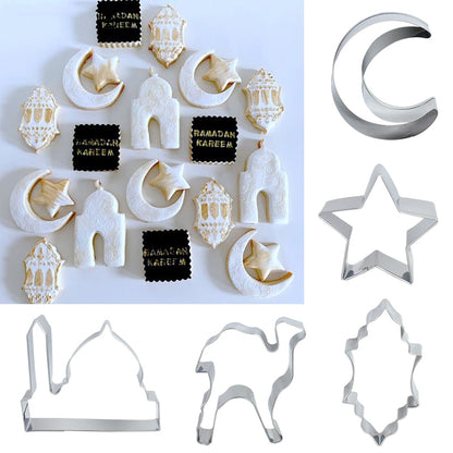 Eid Mubarak Cookie Cutter Set Moon Star Biscuit Mold DIY Cake Baking Tools Ramadan Kareem Islamic Muslim Party Home Decorations