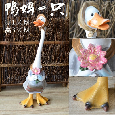 Kawaii Home Decoration Gifts Duck Crafts Ducking Ornaments Rural Style Artificial Daddy Duck Baby Duck Resin Crafts home decor