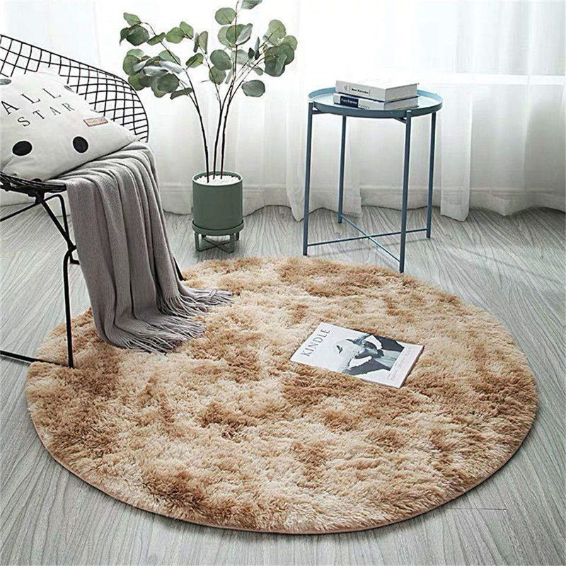 Fluffy Carpet for Living Room Soft Kid Room Round Mat Carpet Anti-slip Floor Mat Home Decor Plush Thick Tie Dyeing Rug Carpet