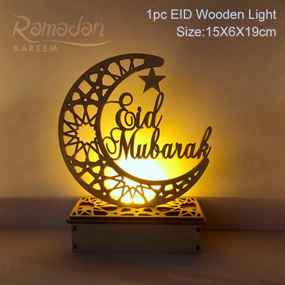 Fengrise Wooden EID Mubarak Decor 2022 Happy Ramadan Decor for Home Islamic Muslim Party Supplies Ramadan Kareem Eid Al Adha