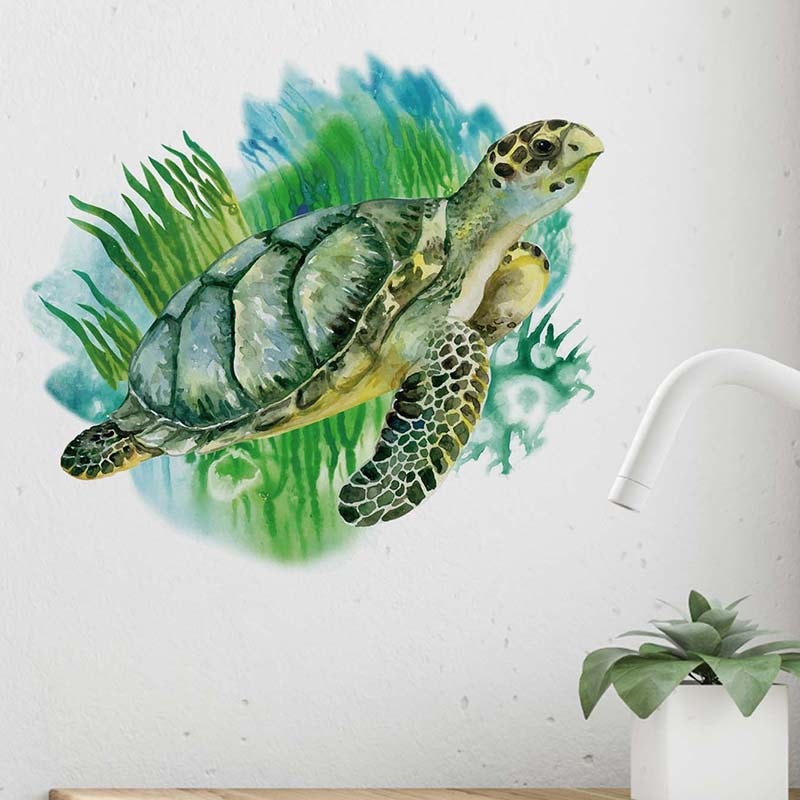 Sea Turtle Animals Wall Stickers for Kids rooms Bedroom Living room Kitchen Wall Decor Vinyl PVC Wall Decals for Home Decor