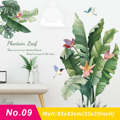 Nordic Large Green Leaf Potted Wall Stickers for Home Decor Removble Viny Wall Decals for Living room Bedroom Wall Decor Murals