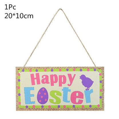 HAPPY EASTER Party Door Hanging Sign Wooden Easter Egg Rabbite Bunny For Home Decor Easter Wreath Supplies Wood Crafts Ornaments