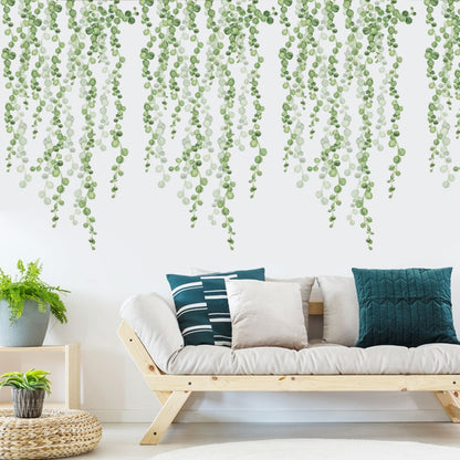 Nordic Green Rattan Vinyl Wall Stickers for Living room, Bedroom