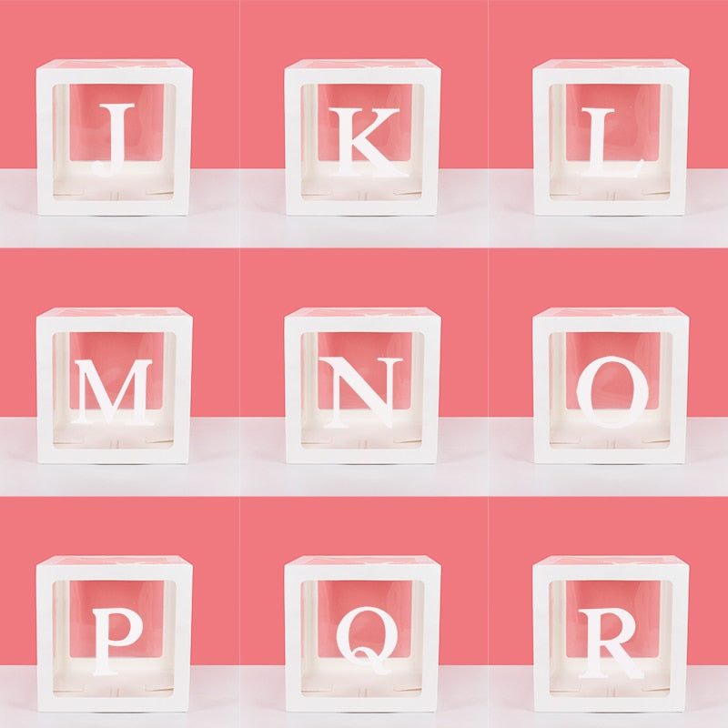 Transparent A-Z Letter Name Box Balloons Gender Reveal Party Decor 1st Year Birthday Party Wedding Decor Baby Shower Home Decor