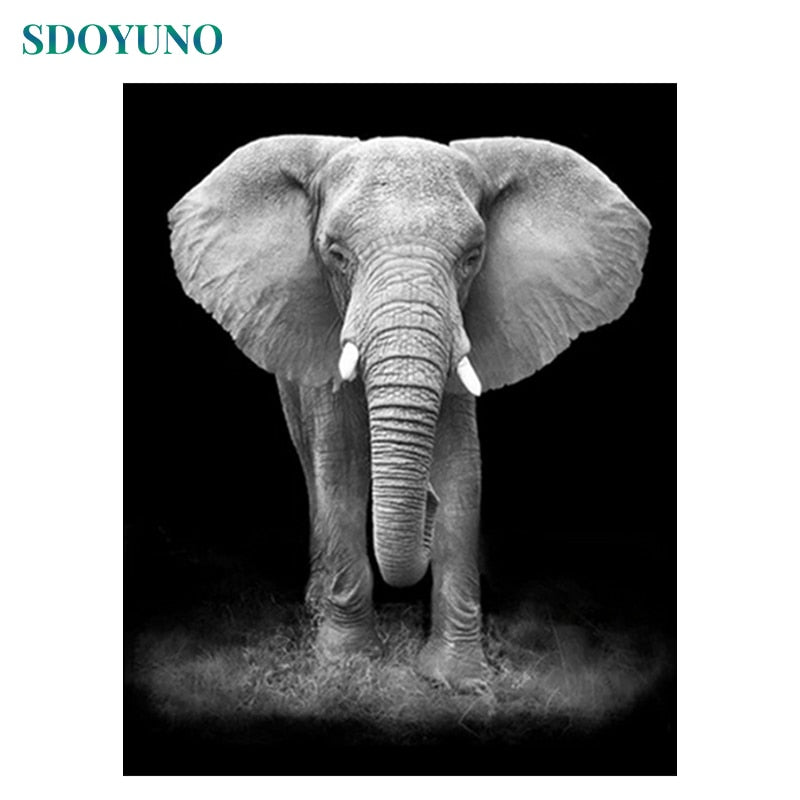 SDOYUNO Oil Painting By Numbers Elephant Animals DIY 60x75cm Frameless Home Decor Digital Painting on canvas For Unique Gift