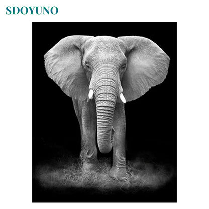 SDOYUNO Oil Painting By Numbers Elephant Animals DIY 60x75cm Frameless Home Decor Digital Painting on canvas For Unique Gift