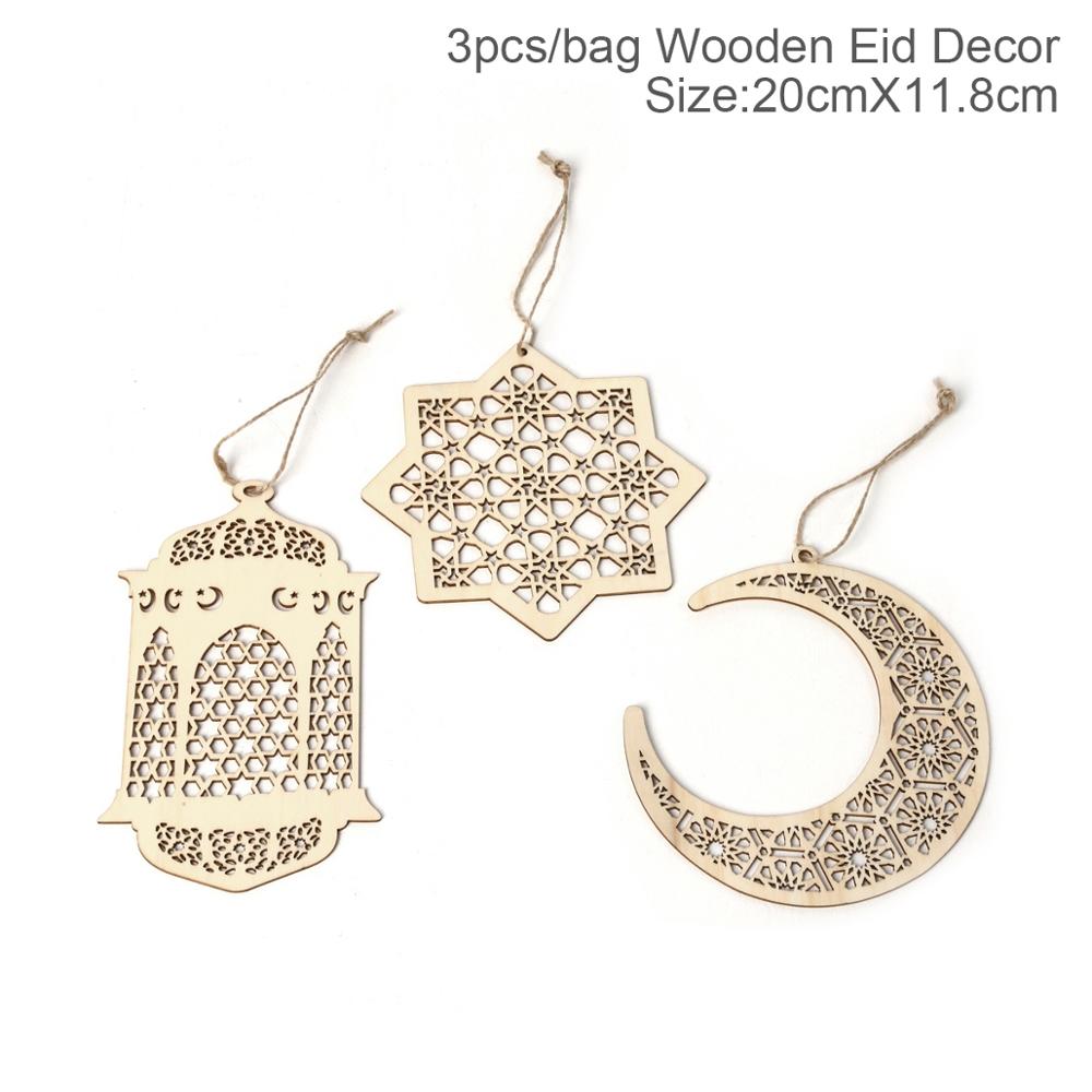 Fengrise Wooden EID Mubarak Decor 2022 Happy Ramadan Decor for Home Islamic Muslim Party Supplies Ramadan Kareem Eid Al Adha