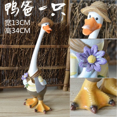 Kawaii Home Decoration Gifts Duck Crafts Ducking Ornaments Rural Style Artificial Daddy Duck Baby Duck Resin Crafts home decor