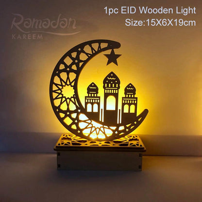 Fengrise Wooden EID Mubarak Decor 2022 Happy Ramadan Decor for Home Islamic Muslim Party Supplies Ramadan Kareem Eid Al Adha