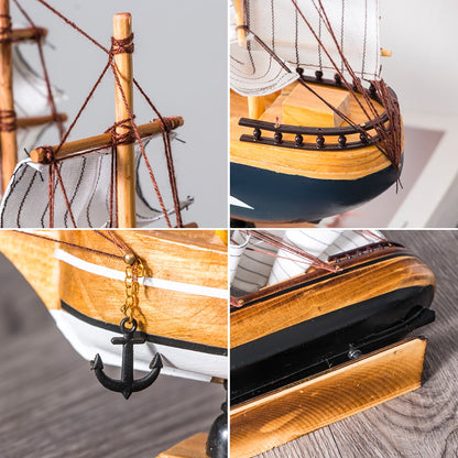 Wooden Sailboat Model Home Decor.