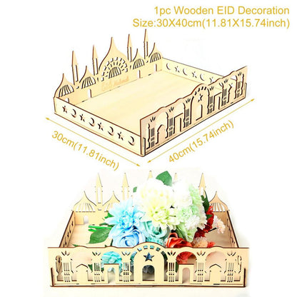 Fengrise Wooden EID Mubarak Decor 2022 Happy Ramadan Decor for Home Islamic Muslim Party Supplies Ramadan Kareem Eid Al Adha