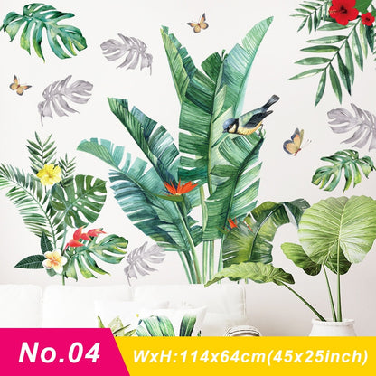 Nordic Large Green Leaf Potted Wall Stickers for Home Decor Removble Viny Wall Decals for Living room Bedroom Wall Decor Murals