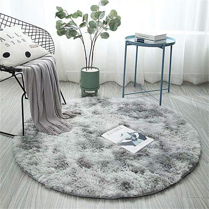 Fluffy Carpet for Living Room Soft Kid Room Round Mat Carpet Anti-slip Floor Mat Home Decor Plush Thick Tie Dyeing Rug Carpet