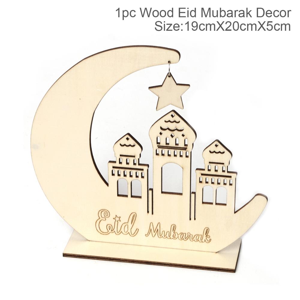 Fengrise Wooden EID Mubarak Decor 2022 Happy Ramadan Decor for Home Islamic Muslim Party Supplies Ramadan Kareem Eid Al Adha