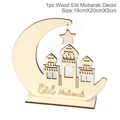 Fengrise Wooden EID Mubarak Decor 2022 Happy Ramadan Decor for Home Islamic Muslim Party Supplies Ramadan Kareem Eid Al Adha