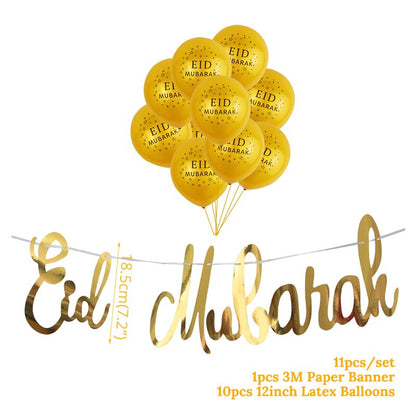 Islam Al Adha Eid Mubarak Banner Bunting Balloons 2022  Kareem Ramadan Decoration For Home Islam Muslim Event Party Supplies