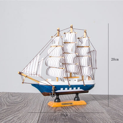 Wooden Sailboat Model Home Decor.