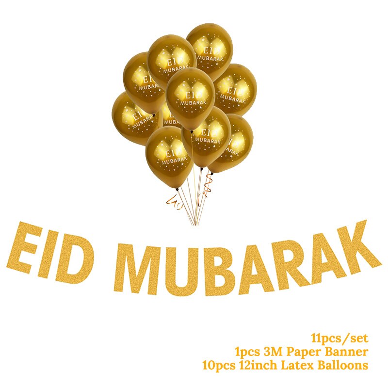 Islam Al Adha Eid Mubarak Banner Bunting Balloons 2022  Kareem Ramadan Decoration For Home Islam Muslim Event Party Supplies