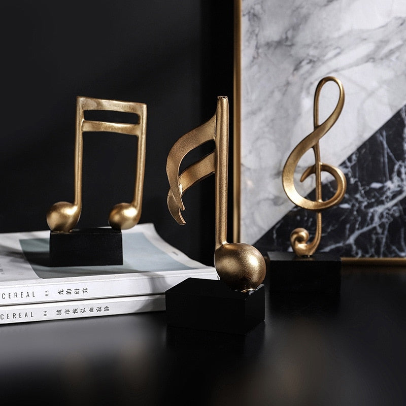 Home Decor Accessories Figurine Decorative Art Statuette Golden Musical Note Handicraft Living Room Wine Cabinet Desk Ornaments