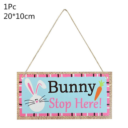 HAPPY EASTER Party Door Hanging Sign Wooden Easter Egg Rabbite Bunny For Home Decor Easter Wreath Supplies Wood Crafts Ornaments