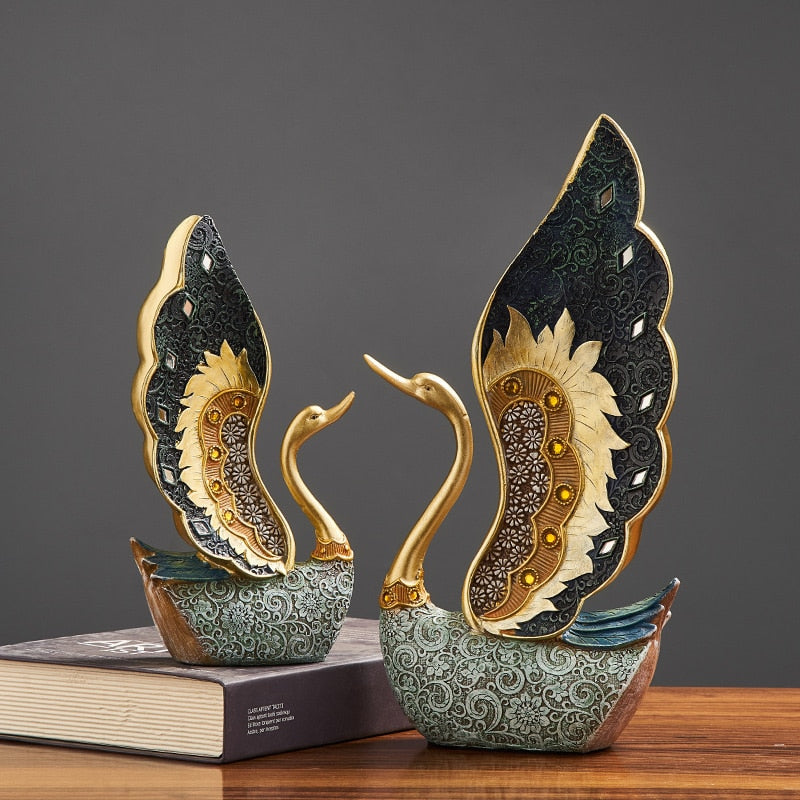 Resin Couple Swan Statue - Home at First Site