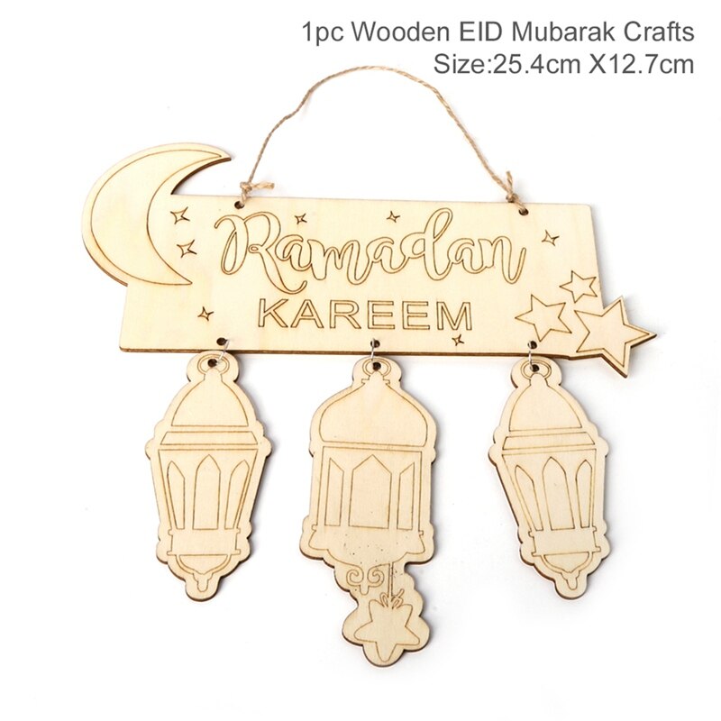 Fengrise Wooden EID Mubarak Decor 2022 Happy Ramadan Decor for Home Islamic Muslim Party Supplies Ramadan Kareem Eid Al Adha