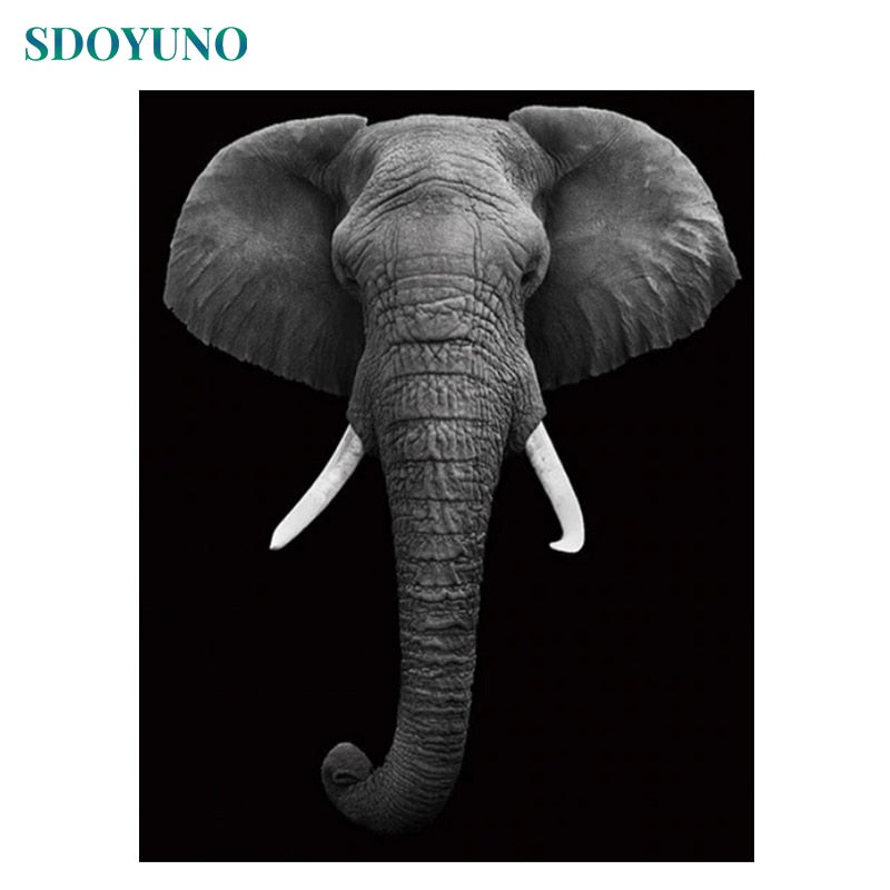 SDOYUNO Oil Painting By Numbers Elephant Animals DIY 60x75cm Frameless Home Decor Digital Painting on canvas For Unique Gift