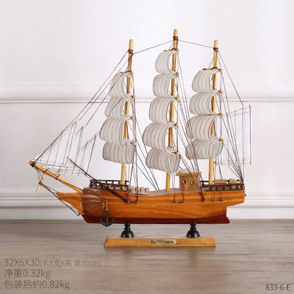 Wooden Sailboat Model Home Decor.