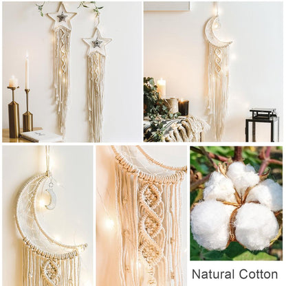 Nordic Star Moon Macrame Home Decor Aaccessories Boho Decor Ramadan Girl Kids Baby Room Wall Decor Dreamcatcher Wall Hangings