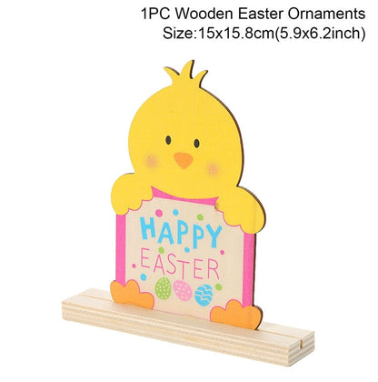 HAPPY EASTER Party Door Hanging Sign Wooden Easter Egg Rabbite Bunny For Home Decor Easter Wreath Supplies Wood Crafts Ornaments