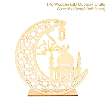 Fengrise Wooden EID Mubarak Decor 2022 Happy Ramadan Decor for Home Islamic Muslim Party Supplies Ramadan Kareem Eid Al Adha