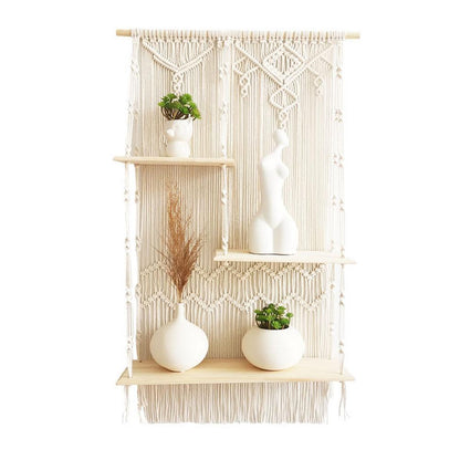 Boho Style Storage Rack, Tapestry Home Storage Shelves.