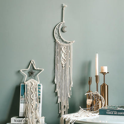 Nordic Star Moon Macrame Home Decor Aaccessories Boho Decor Ramadan Girl Kids Baby Room Wall Decor Dreamcatcher Wall Hangings