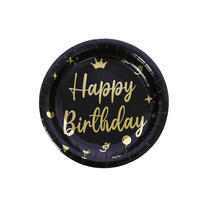 Black Gold Foil Happy Birthday Paper Cups, Disposable Party Supplies