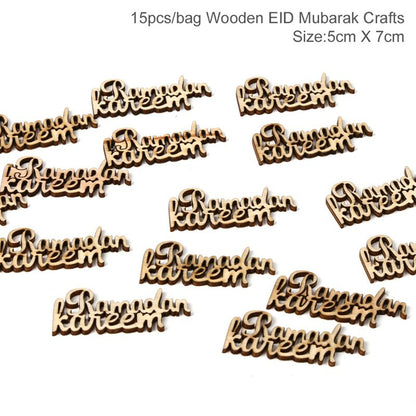 Fengrise Wooden EID Mubarak Decor 2022 Happy Ramadan Decor for Home Islamic Muslim Party Supplies Ramadan Kareem Eid Al Adha