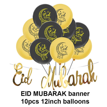 Islam Al Adha Eid Mubarak Banner Bunting Balloons 2022  Kareem Ramadan Decoration For Home Islam Muslim Event Party Supplies