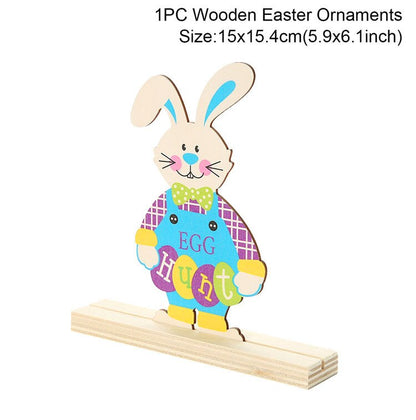 HAPPY EASTER Party Door Hanging Sign Wooden Easter Egg Rabbite Bunny For Home Decor Easter Wreath Supplies Wood Crafts Ornaments