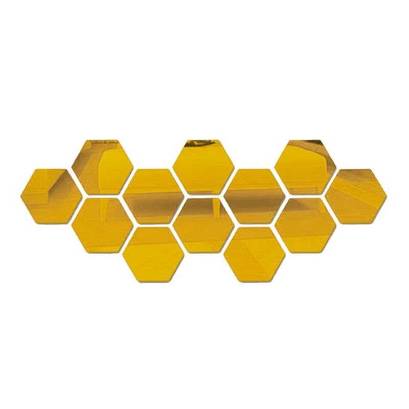 Hexagon Acrylic Mirror Wall Stickers, Mirrored Sticker For Home Decor.