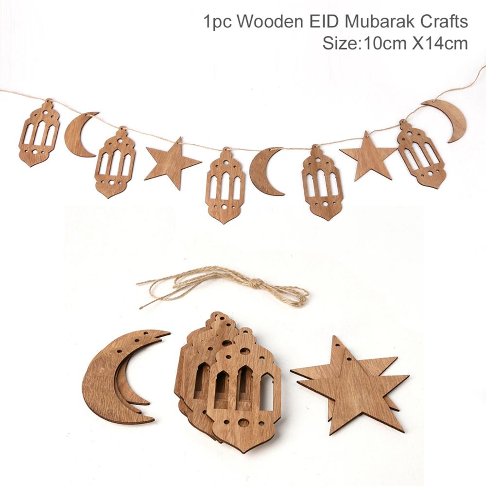 Fengrise Wooden EID Mubarak Decor 2022 Happy Ramadan Decor for Home Islamic Muslim Party Supplies Ramadan Kareem Eid Al Adha