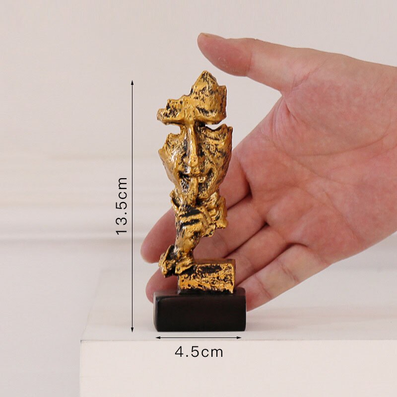 Resin Sculpture Nordic Home Decoration Silence Is Gold Statue Office Living Room Desktop Decoration Creative Model Art Supplies