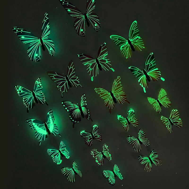 Luminous Butterfly Wall Sticker for Kids Bedroom, Living Room Wallpaper Decoration