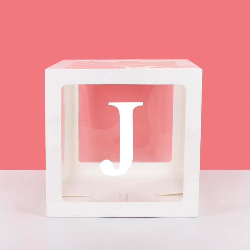 Transparent A-Z Letter Name Box Balloons Gender Reveal Party Decor 1st Year Birthday Party Wedding Decor Baby Shower Home Decor